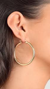 Amazon.com: Barzel 18K Gold Plated 4MM Solid Hoop Earrings For Women, Varying sizes 10-60mm, High Polish Finish, Tarnish Free. Made In Brazil (40MM): Clothing, Shoes & Jewelry