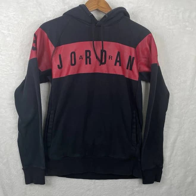 Air Jordan Hoodie Mens Small Black Red Logo 23 Pullover Sweatshirt