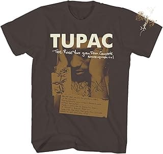 Tupac T Shirt Poetry Adult Brown Short Sleeve 90s Rap Music Vintage Style Graphic Tees
