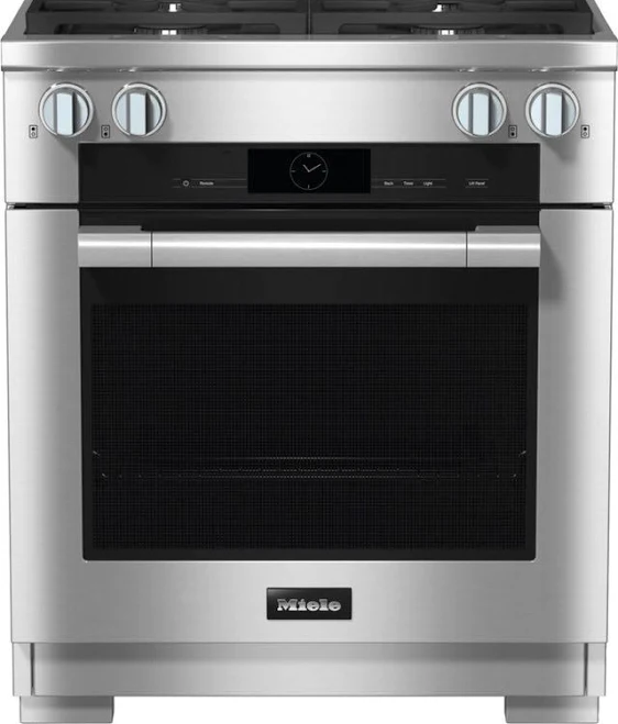 Miele 30" Clean Touch Steel Freestanding Dual Fuel Natural Gas Range