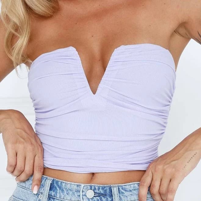 Hello Molly Hot Date Night Strapless Mesh Crop Top