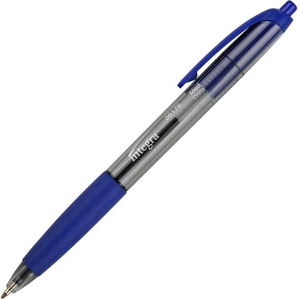 Integra Rubber Grip Retractable Pens Medium Pen Point