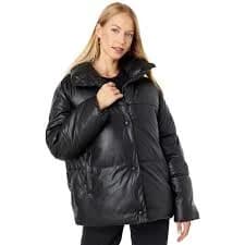Nvlt Womens Vegan Leather Puffer Coat