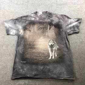 The Mountain 3D Grey Wolf Portrait T-Shirt