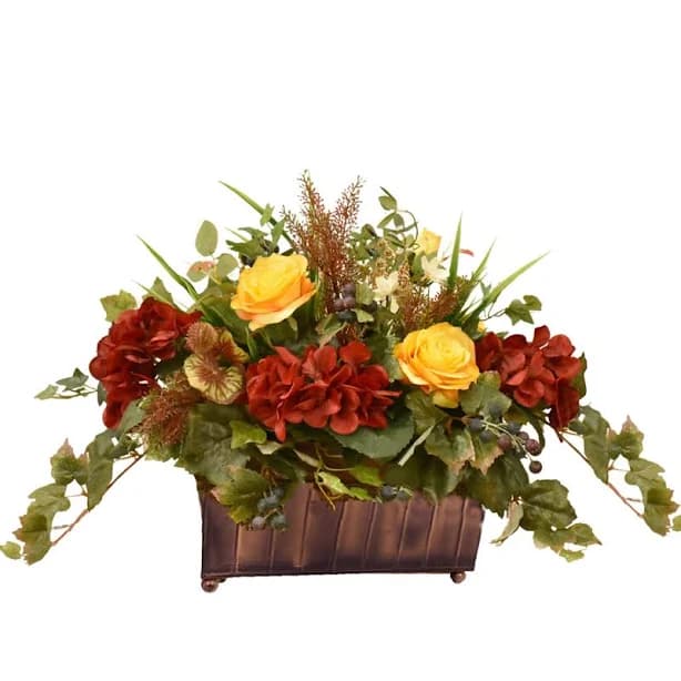 Faux Silk Arrangement in Planter