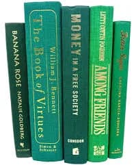 Lot of 5 GREEN Hardcover Neutral Color Books Home Decor Staging Props RAINBOW