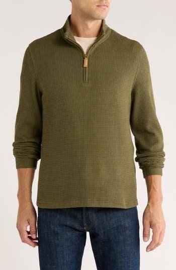 Rainforest Men's Heritage Lux Waffle Knit Quarter Zip Pullover