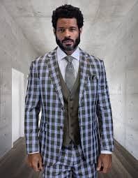 Statement Men's 3-Piece Modern Fit Suit – 100% Wool with Coordinating — MensUSA