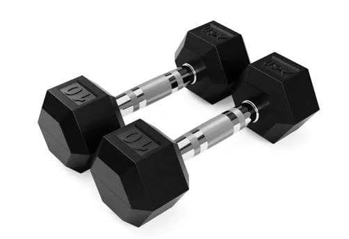 USA Rubber Hex Dumbbell (Sold in Pairs)-Fitness Specialist 50lb pair
