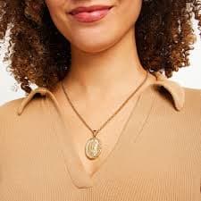 Our Lady of Guadalupe Necklace Yellow Ion-Plated Stainless Steel 24" | Kay