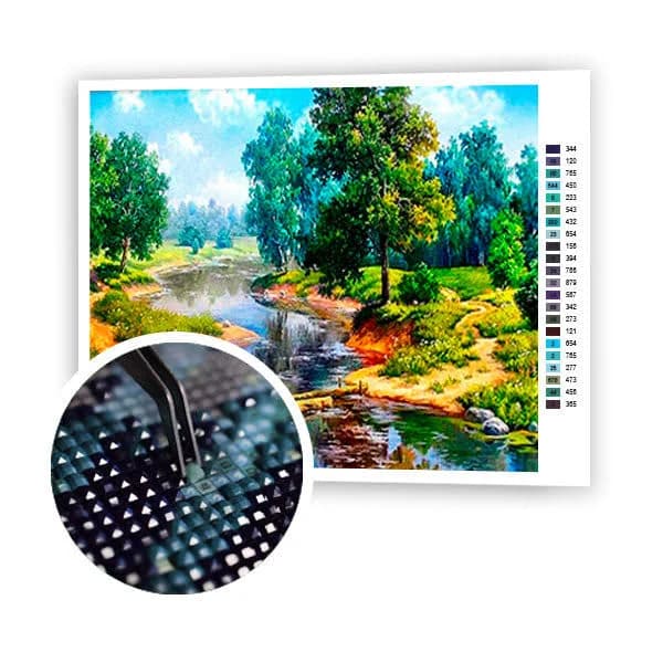 Just Paint by Numbers Store Diamond Painting Trees and River