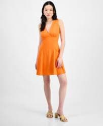 Bar III Women's V-Neck Sleeveless A-Line Dress, Exclusively at Macy's - Macy's