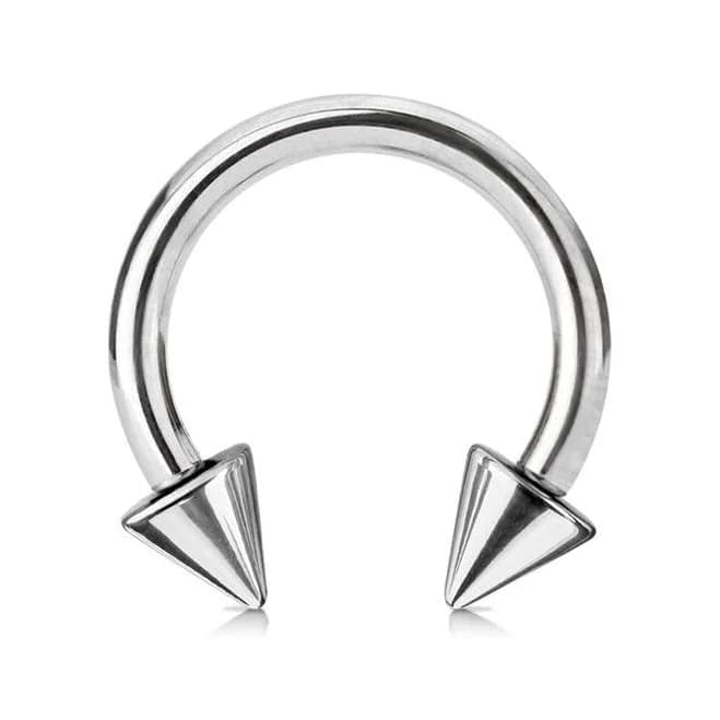 14GA Stainless Steel Horseshoe Circular Barbell with Spike Ends