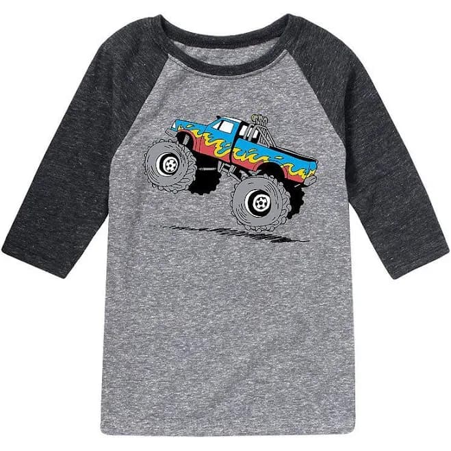 Monster Truck Sketch Raglan Tee