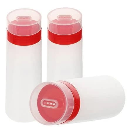 Nuolux 3Pcs Square Transparent Red Squeeze Bottles