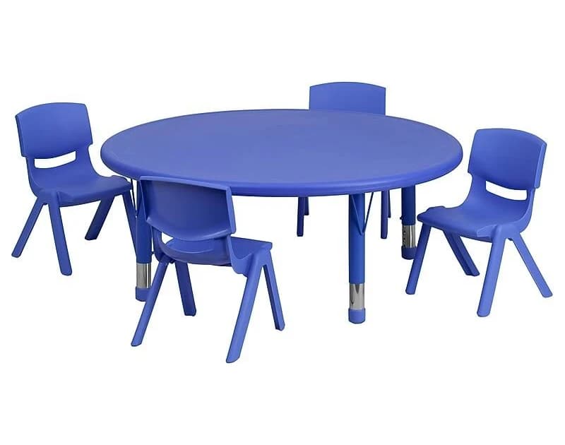 Flash Furniture Round Plastic Height Adjustable Activity Table Set with 4 Chairs