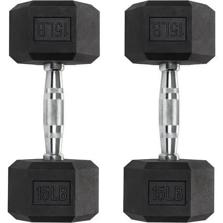 Iron Crush Hex Dumbbells - Heavy Duty PVC Coated Weights, Chrome-Plated Knurled Handles - Workout, Exercise, Lifting, Body Building Home Gym Training
