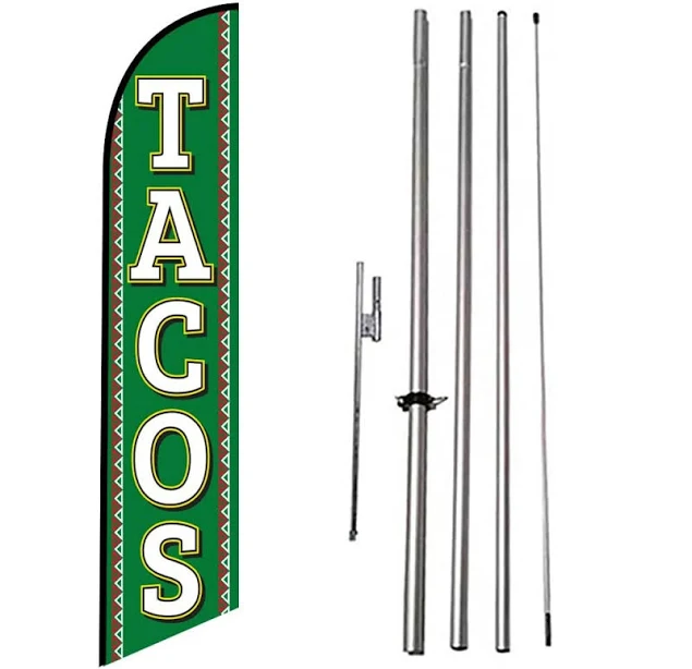 Tacos Mexican Restaurant Advertising Feather Banner Swooper Flag Sign