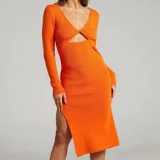 Showpo Irmia Twist Front Knit Midi Dress