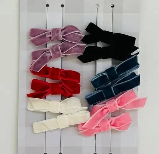 Piper K Multi Color Velvet Small Bow Ribbon Hair Clips, Set of 12 - New with Tags - from The Good