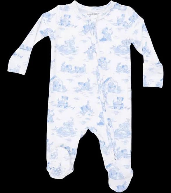 Puppy Toile Zip Footie