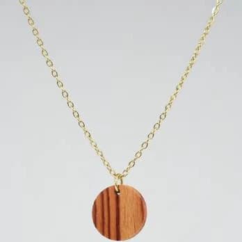 Adjustable Wood Circle Chain Necklace