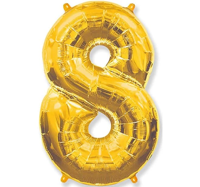 La Balloons Number 8 Gold Foil Balloon
