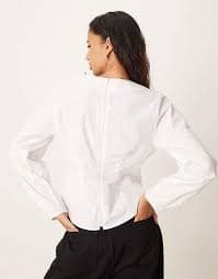 ASOS DESIGN poplin cocoon sleeve fitted shirt in white | ASOS