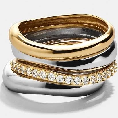 BaubleBar Gina 14K Gold Ring Set