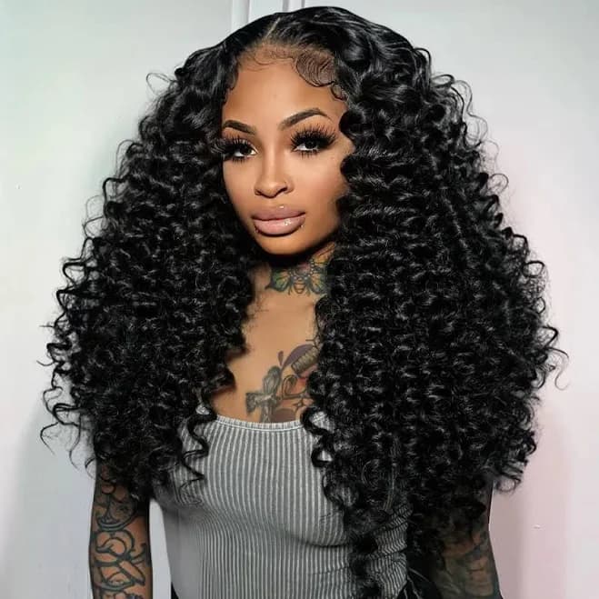 Recool Hair Spiral Deep Curl Fluffy Hair Wig with Drawstring