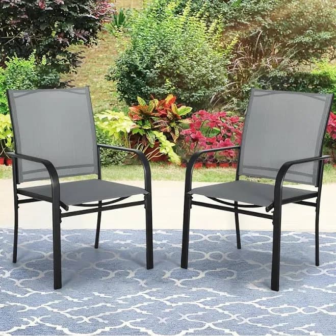 Outdoor Patio Dining Chairs with Armrest (Set of 2)