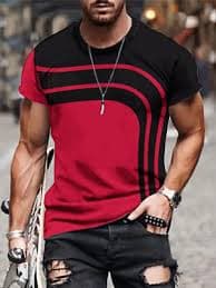 Camiseta Geometría abstracta Novedad Rojo Negro Gráfico Camisa manga corta suave | eBay