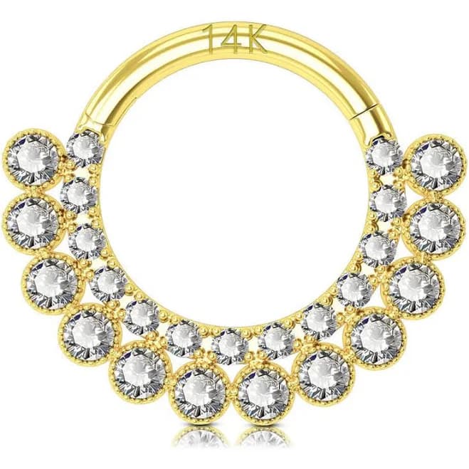 14K Solid Gold Double Layered Septum Hoop