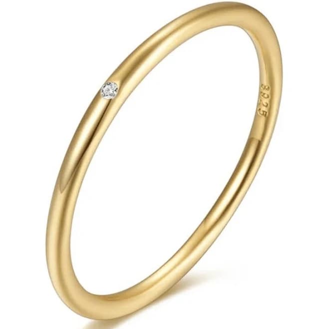 Betty and Biddy Single Stone Gold Band Ring