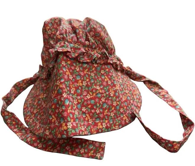 Vintage Red Floral Prairie Bonnet Hat Infant/toddler Girl Handmade