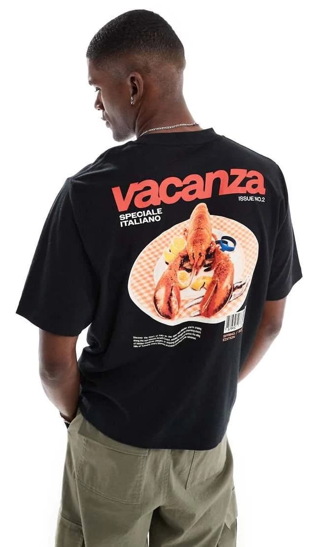 Cotton On Cropped Fit T-Shirt with Vacanza Graphic
