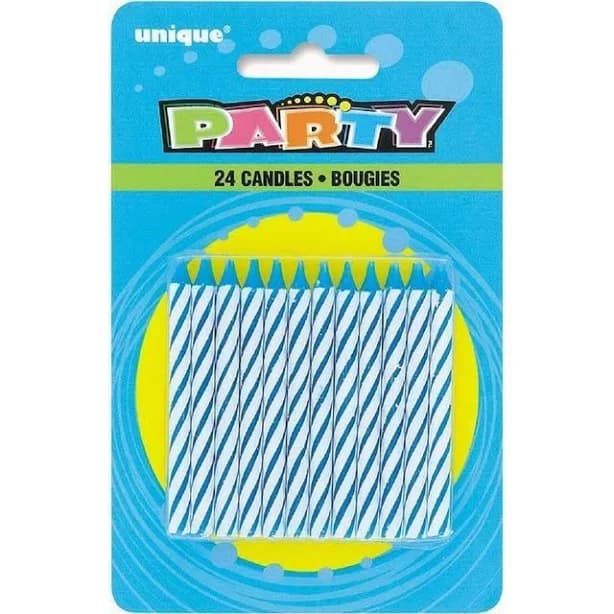 Blue Spiral Birthday Candles 24 per pack