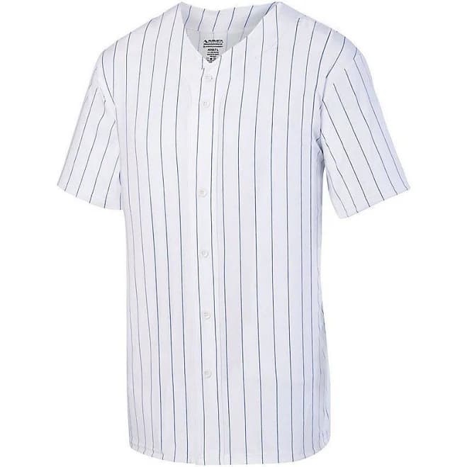 Youth/Adult Full Button Pinstripe Baseball Jersey White/Royal - size Adult Medium