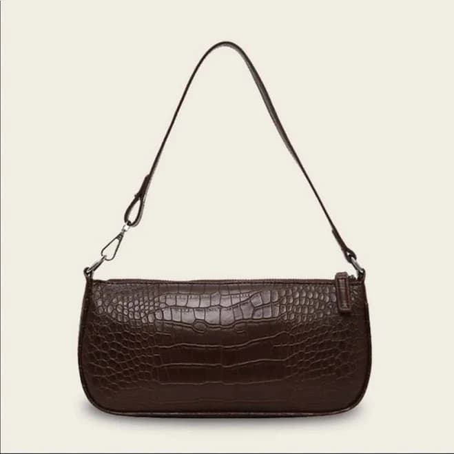 SHEIN Baguette Croc Embossed Bag