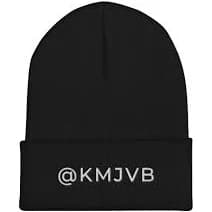 @KMJVB Black & White Embroidered Cuffed Beanie