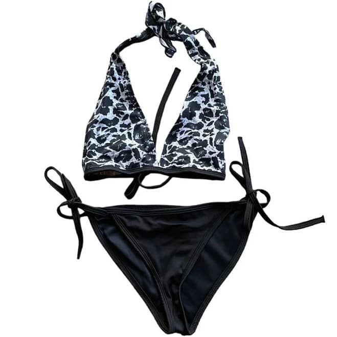 Dreamgirl 2 Piece Leopard Print Halter Swimsuit Bikini Size S/m