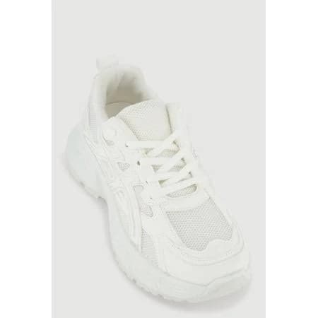 Rainbow Shops Women's Lace Up Chunky Athletic Sneakers, Size: 10, White