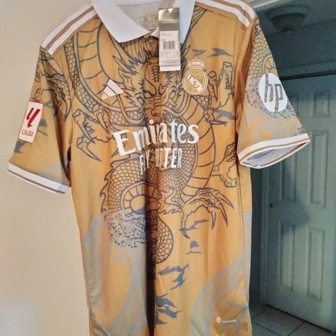 Adidas Real Madrid Gold Dragon Jersey Size XL - New Men | Color: Gold | Size: XL