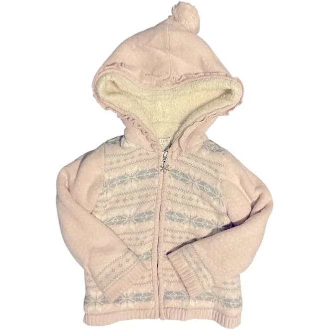 Aspen Kids Sherpa Lined Snowflake Zip Up Sweater