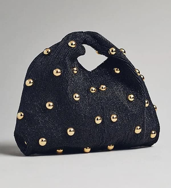 Anthropologie Studded Beaded Satchel Bag