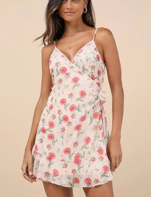 Lulus Lace Wrap Mini Dress