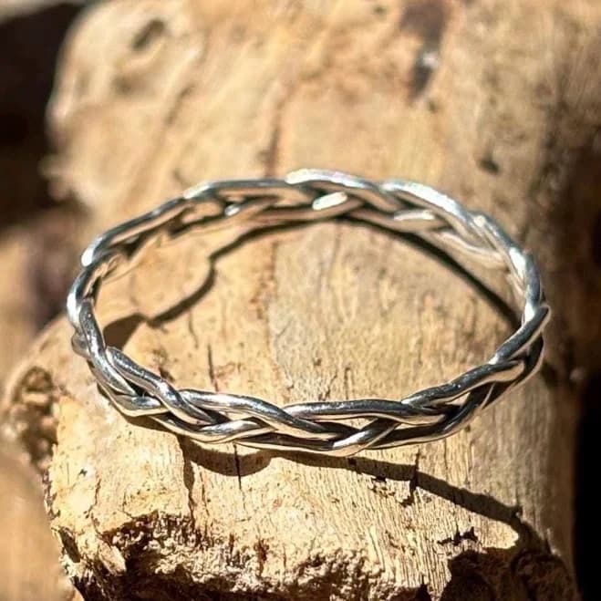 Sterling Silver Celtic Braided Three Strand Woven Midi Ring