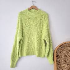 American Eagle Neon Chunky Knit Cable Sweater L | eBay