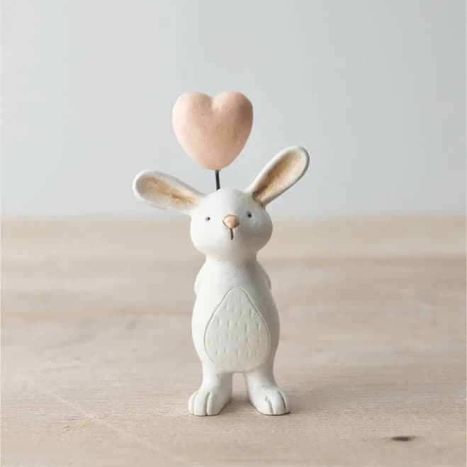 White Rabbit with Heart Balloon