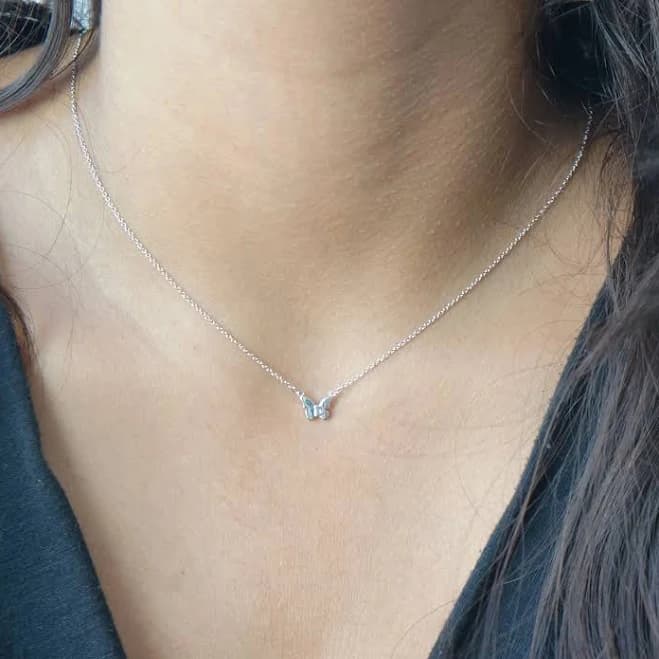 Dainty Butterfly Silver Wings Necklace